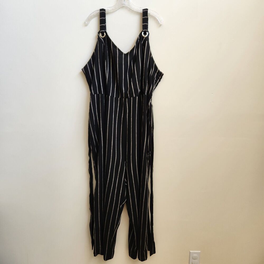 City Chic Refinity Jumpsuit Womens XXL/24 Plus Striped Cropped Romper Wide Leg